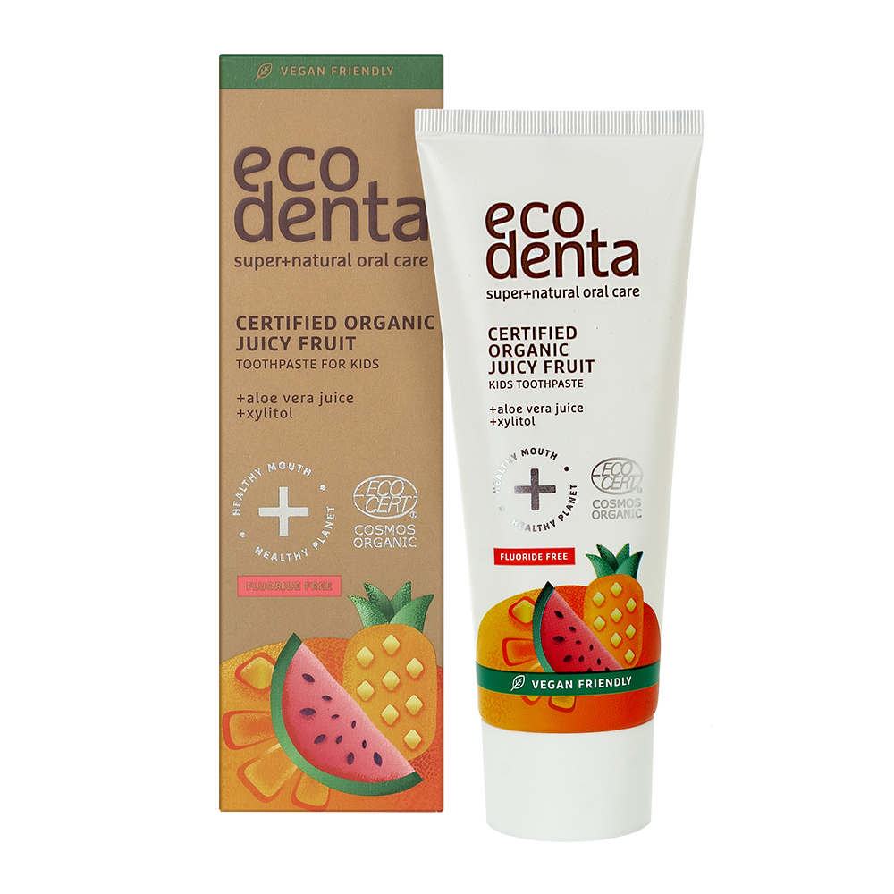 62831381632121237 Certified Organic Juicy Fruit Kids Toothpaste soczyście owocowa pasta do zębów dla dzieci o smaku gumy balonowej 75ml - obrazek 1