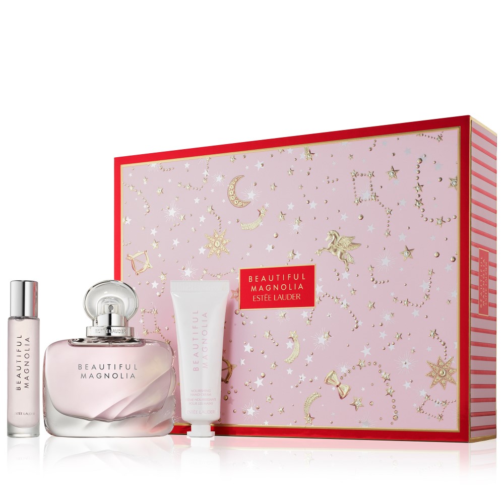 63055061710252338 Beautiful Magnolia zestaw woda perfumowana spray 50ml + odżywczy krem do rąk 30ml + woda perfumowana spray 10ml - obrazek 1