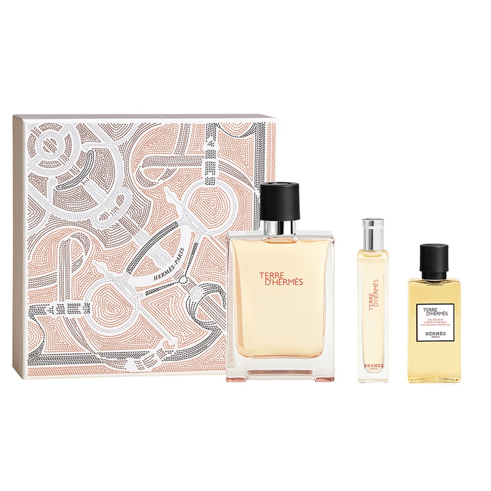 63067631763275237 Terre D'Hermes zestaw woda toaletowa spray 100ml + woda toaletowa spray 15ml + żel pod prysznic 40ml - obrazek 1