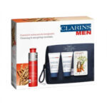 ClarinsMen zestaw żel energetyzujący 50ml + żel do mycia twarzy 30ml + żel pod prysznic 30ml + serum pod oczy 0.9ml + kosmetyczka
