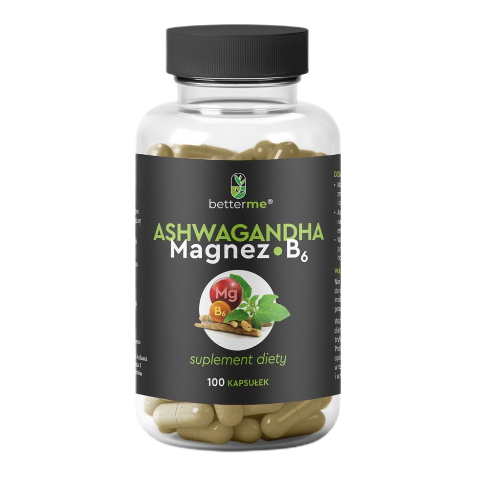 63690331755070512 Ashwagandha Magnez B6 suplement diety na zmęczenie i stres 100 kapsułek - obrazek 1