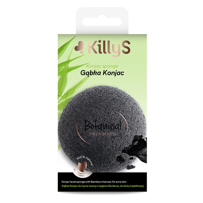 63781021619072952 Botanical Inspirations gąbka konjac do mycia twarzy z węglem bambusa do skóry trądzikowej - obrazek 1