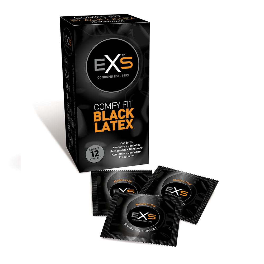 63852981634283672 Comfy Fit Black Latex Condoms prezerwatywy z czarnego lateksu 12szt. - obrazek 1