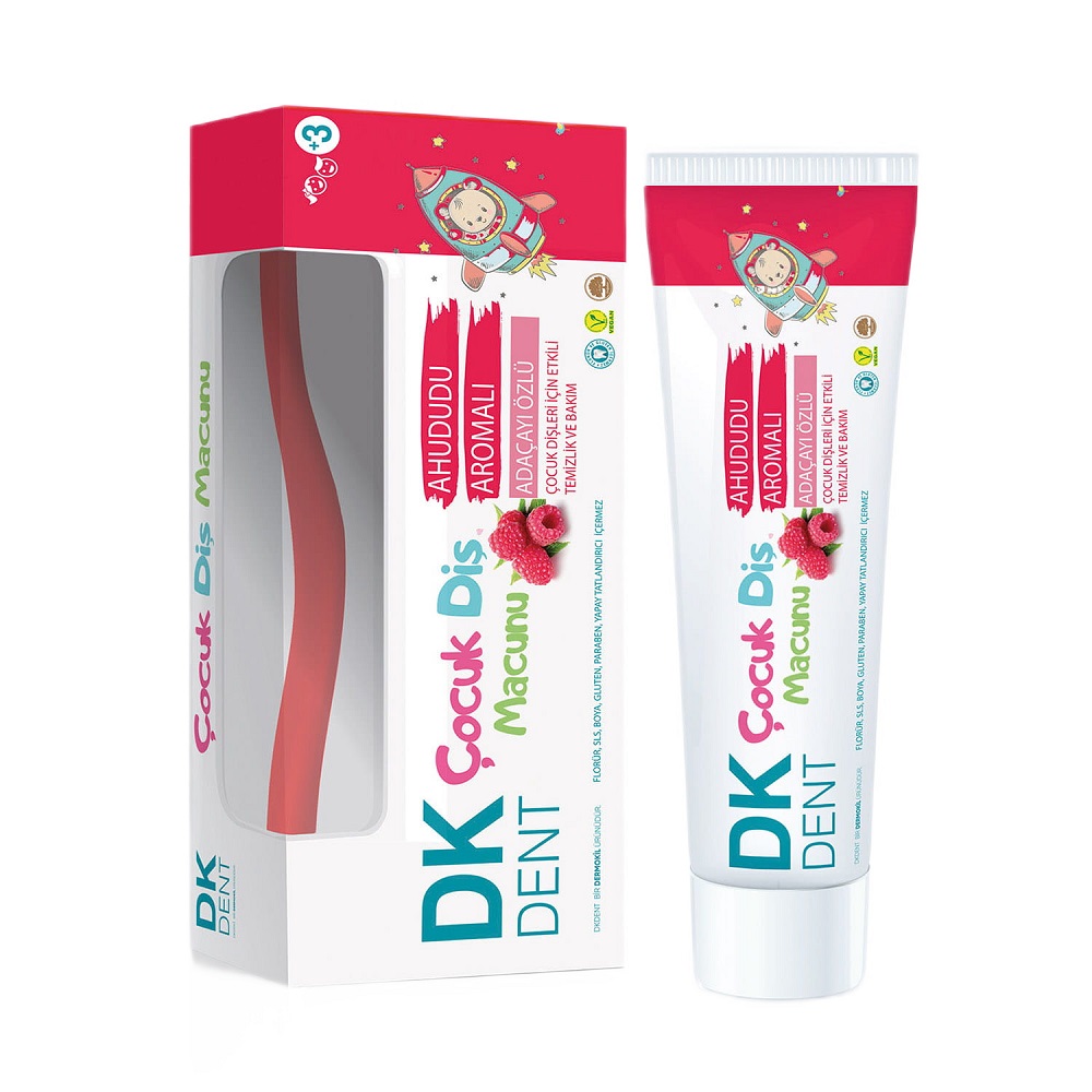 63946621715963231 DK Dent pasta do zębów dla dzieci Malinowa 50ml + szczoteczka - obrazek 1
