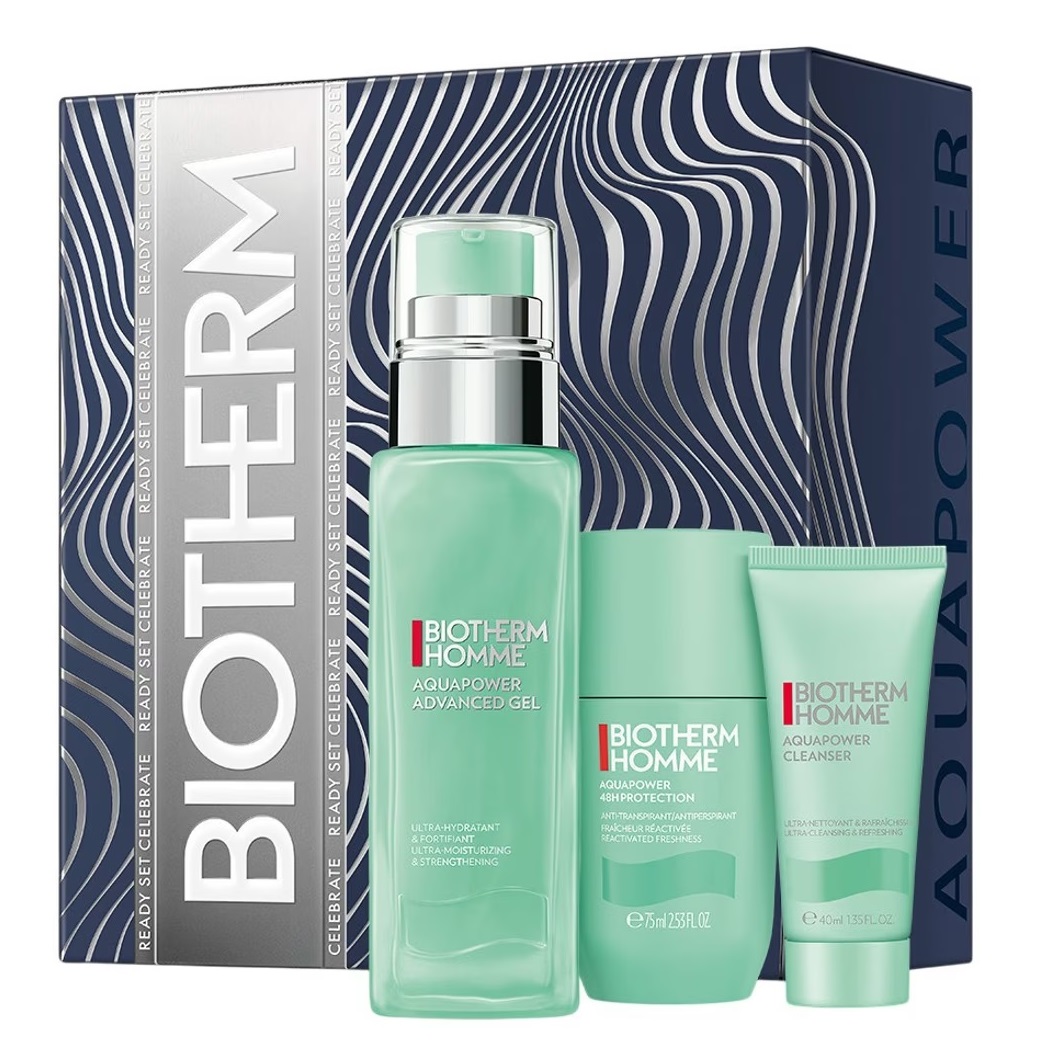 64251211764569238 Homme Aquapower zestaw żel do twarzy 75ml + antyperspirant w kulce 75ml + żel do mycia twarzy 40ml - obrazek 1