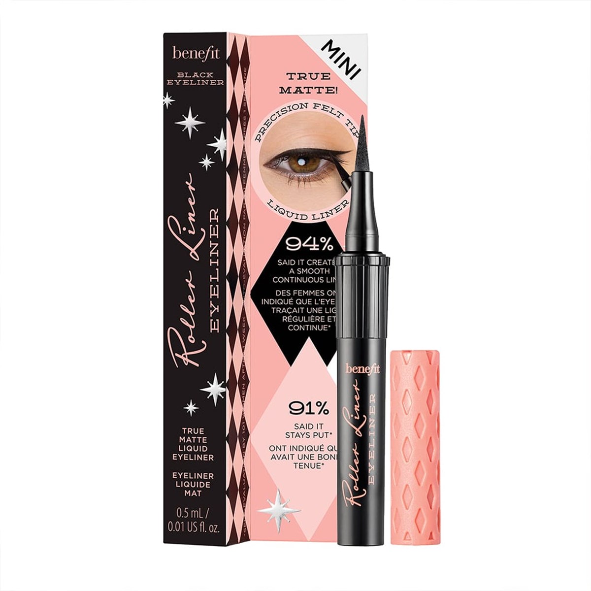64652531622803025 Roller Liner Matte Liquid Eyeliner Travel Size mini matowy eyeliner w pisaku Black 0.5ml - obrazek 1