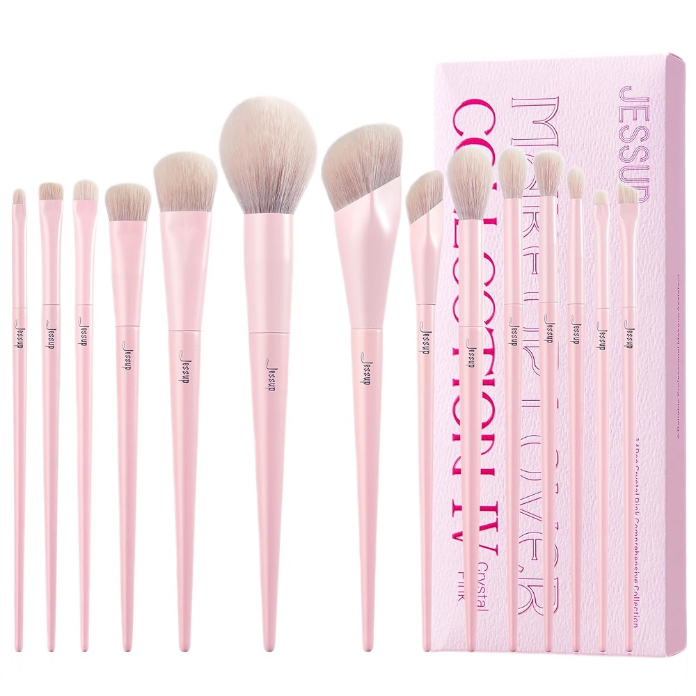 647581719479333 Crystal Pink Makeup Brushes zestaw pędzli do makijażu T495 14szt. - obrazek 1