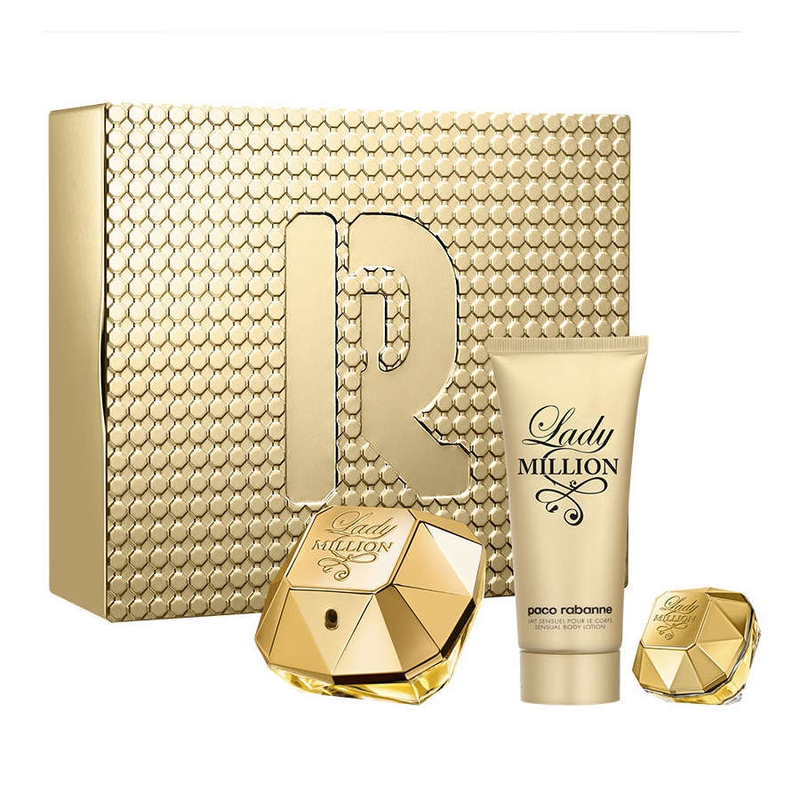 64881441731506946 Lady Million zestaw woda perfumowana spray 80ml + balsam do ciała 100ml + miniatura wody perfumowanej 5ml - obrazek 1
