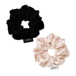 Satin Scrunchies satynowe gumki do włosów M Champagne/Black 2szt