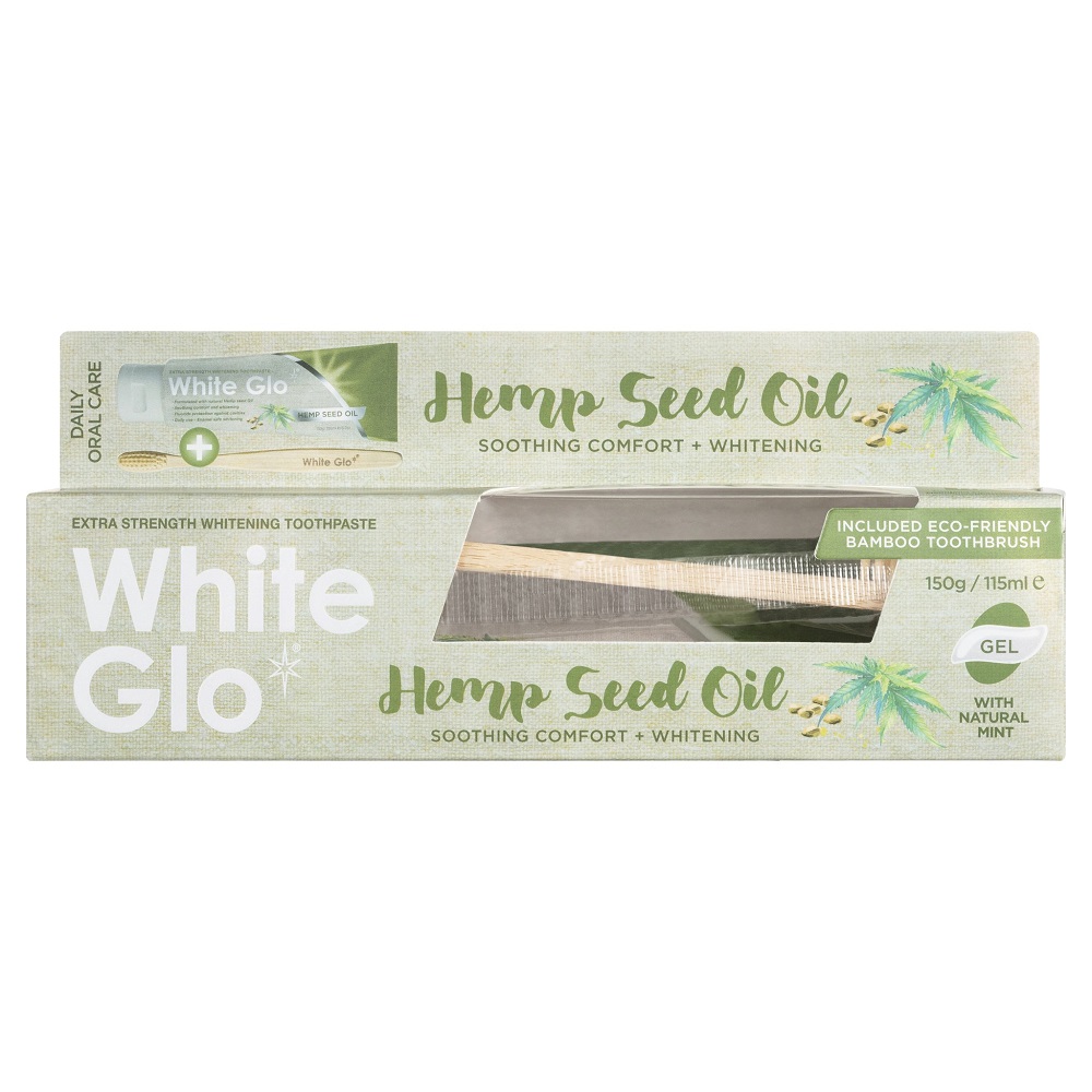 65583241641801782 Hemp Seed Oil Toothpaste wybielająca pasta do zębów z olejem konopnym 150g/115ml + bambusowa szczoteczka - obrazek 1