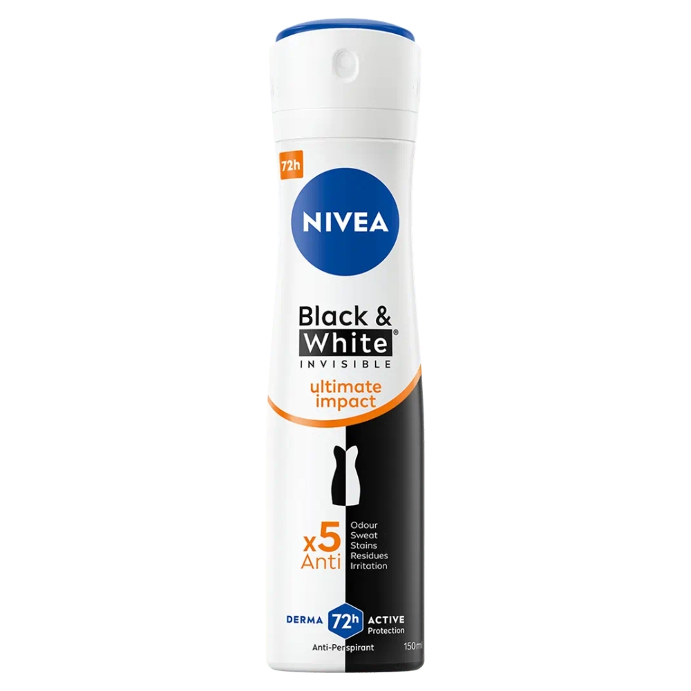 65942391753967627 Black&White Invisible Ultimate Impact antyperspirant spray 150ml - obrazek 1