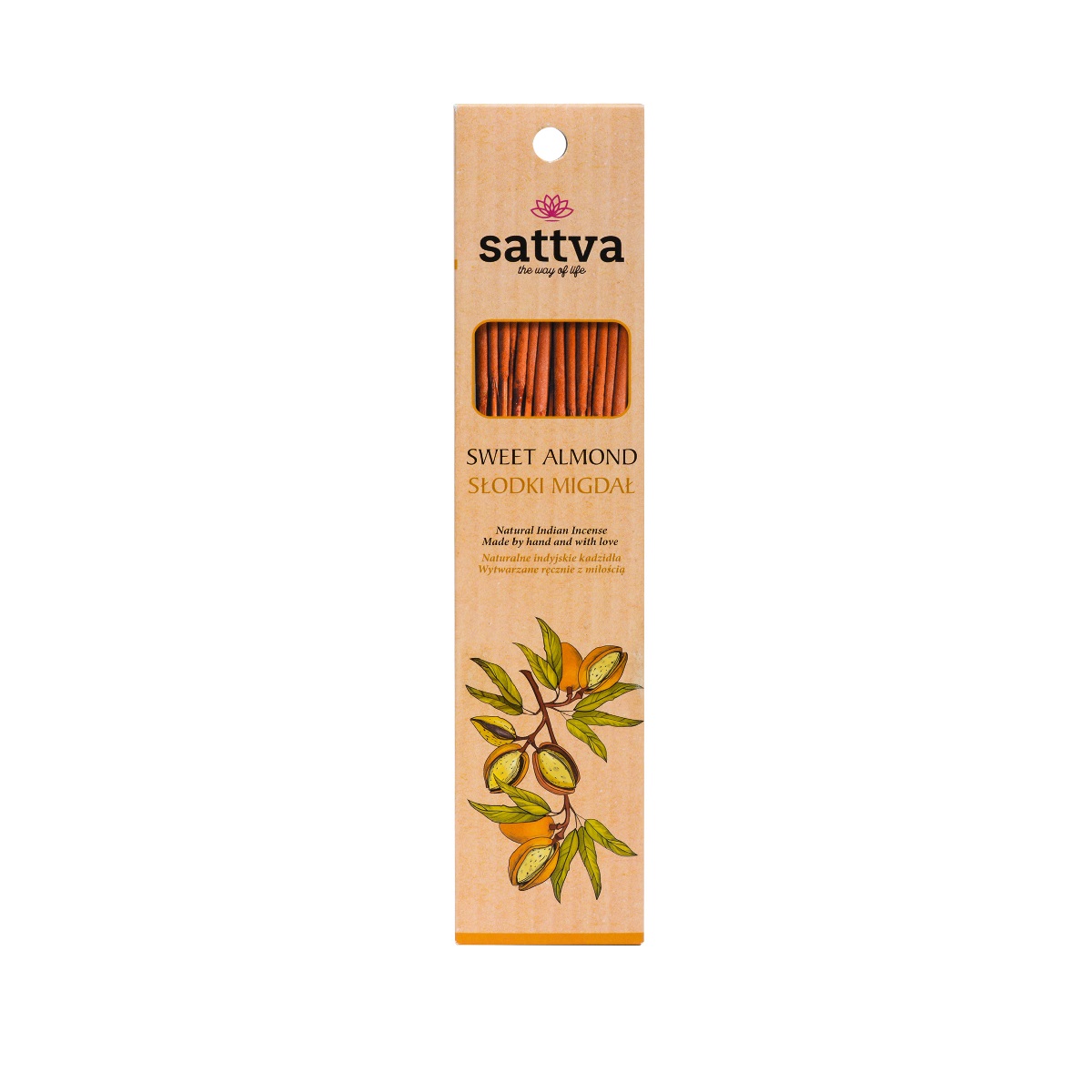 65979801662382621 Natural Indian Incense naturalne indyjskie kadzidełko Słodki Migdał 15szt - obrazek 1