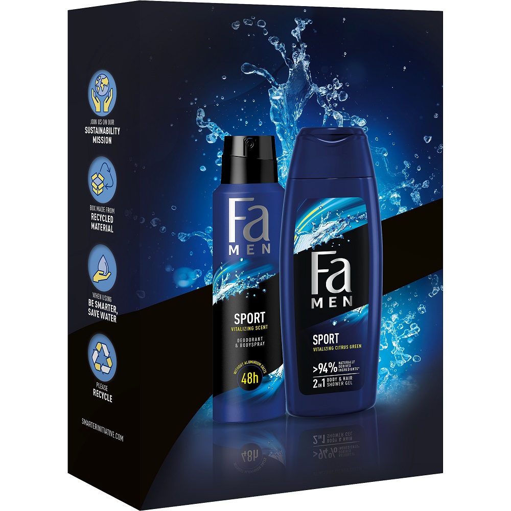 66019391665051428 Men Sport zestaw żel pod prysznic 250ml + dezodorant w sprayu 150ml - obrazek 1