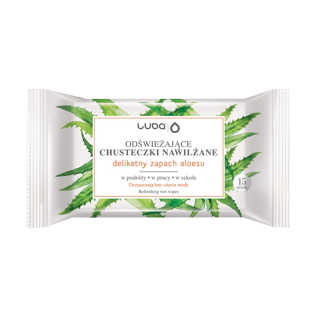 66317721624460461 Odświeżające chusteczki nawilżane Aloes 15szt - obrazek 1