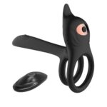 Double Vibrating Ring wibrujący pierścień na penisa z pilotem Black
