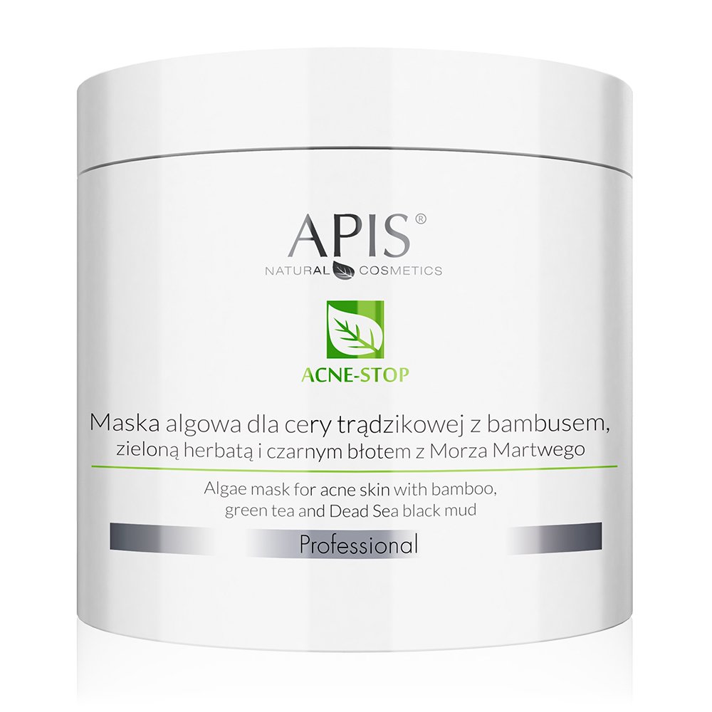 66527001651032352 Acne-Stop maska algowa dla cery trądzikowej z bambusem zieloną herbatą i czarnym błotem z Morza Martwego 200g - obrazek 1