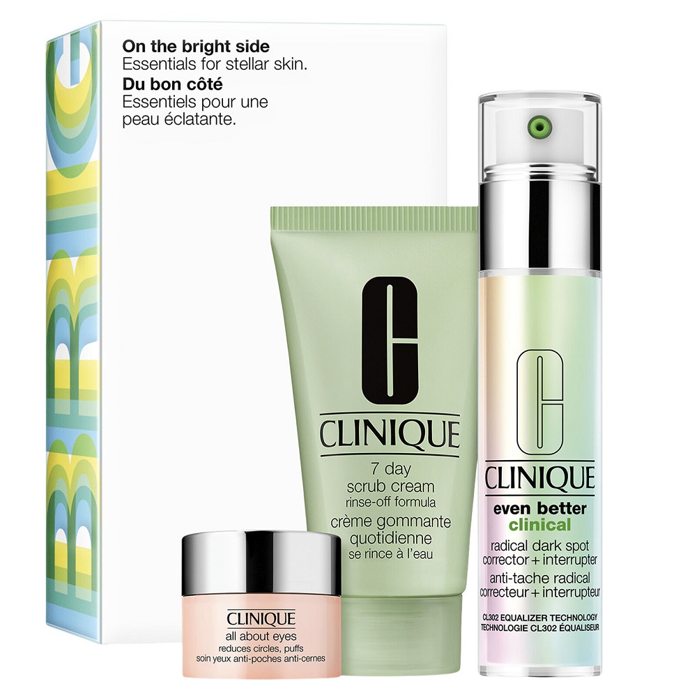 67278461695616897 On The Bright Side zestaw All About Eyes 5ml + 7 Day Scrub Cream Rinse-Off Formula 30ml + Even Better Clinical Radical Dark Spot Corrector Interrupter 30ml - obrazek 1
