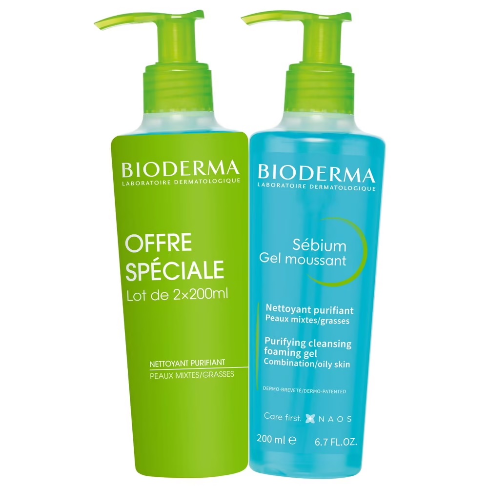 67456631705078273 Sebium Gel Moussant antybakteryjny żel do mycia twarzy do cery tłustej i mieszanej 2x200ml - obrazek 1
