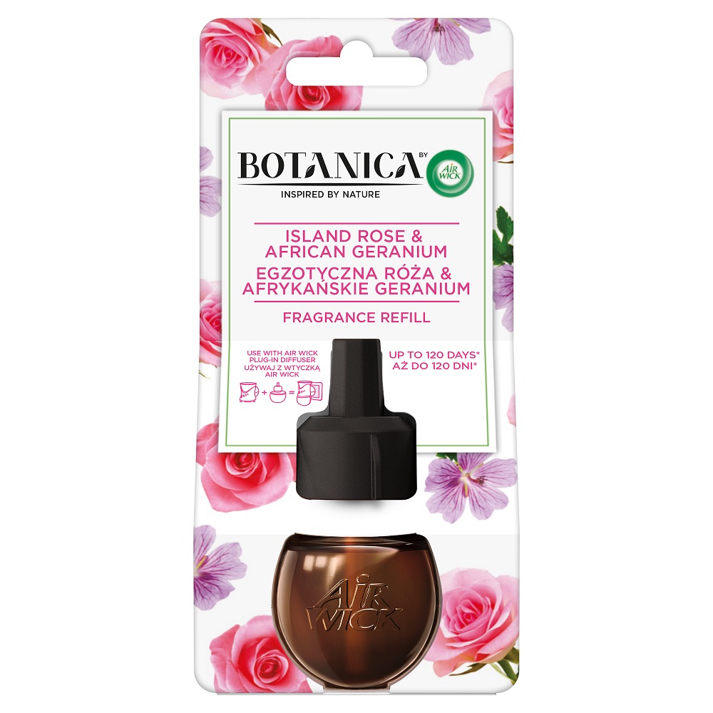 67610011618550276 Botanica wkład do elektrycznego odświeżacza Egzotyczna Róża & Afrykańskie Geranium 19ml - obrazek 1