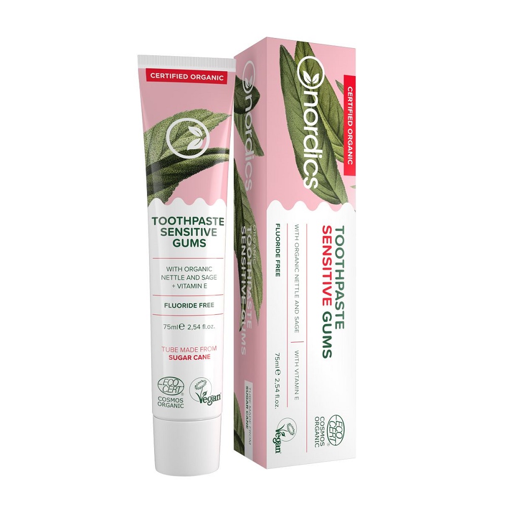 6786361676877837 Sensitive Gums Organic Toothpaste organiczna pasta do zębów bez fluoru Nettle + Sage 75ml - obrazek 1
