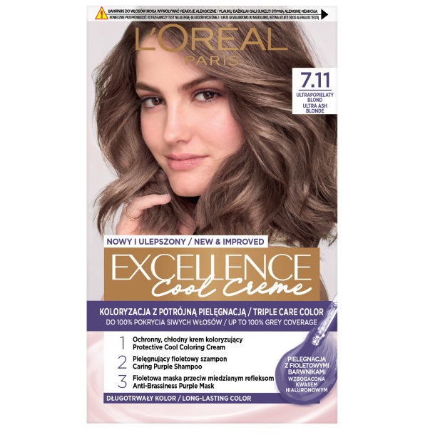 67902611745415234 Excellence Cool Creme farba do włosów 7.11 Ultrapopielaty Blond - obrazek 1