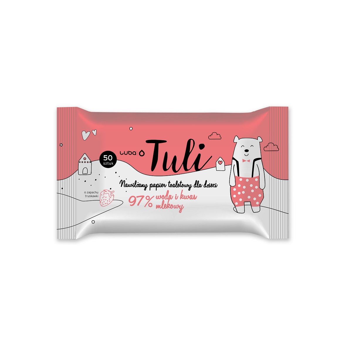 67937141624600529 Tuli nawilżany papier toaletowy dla dzieci Truskawka 50szt - obrazek 1