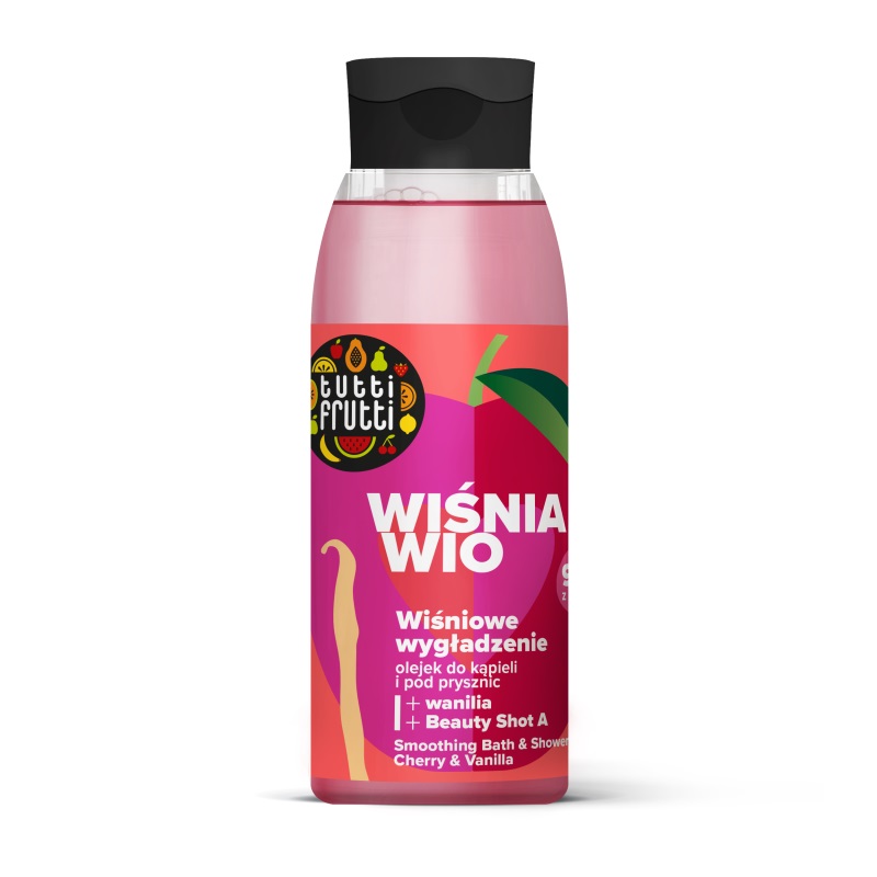 68098111692191331 Tutti Frutti wygładzający olejek do kąpieli i pod prysznic Wiśnia i Wanilia + Beauty Shot A 400ml - obrazek 1