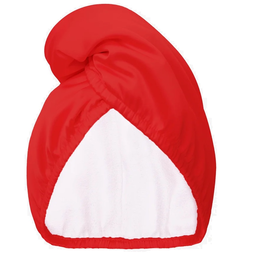 68172411675790917 Satin Towel Wrap dwustronny turban satynowy do włosów Red - obrazek 1