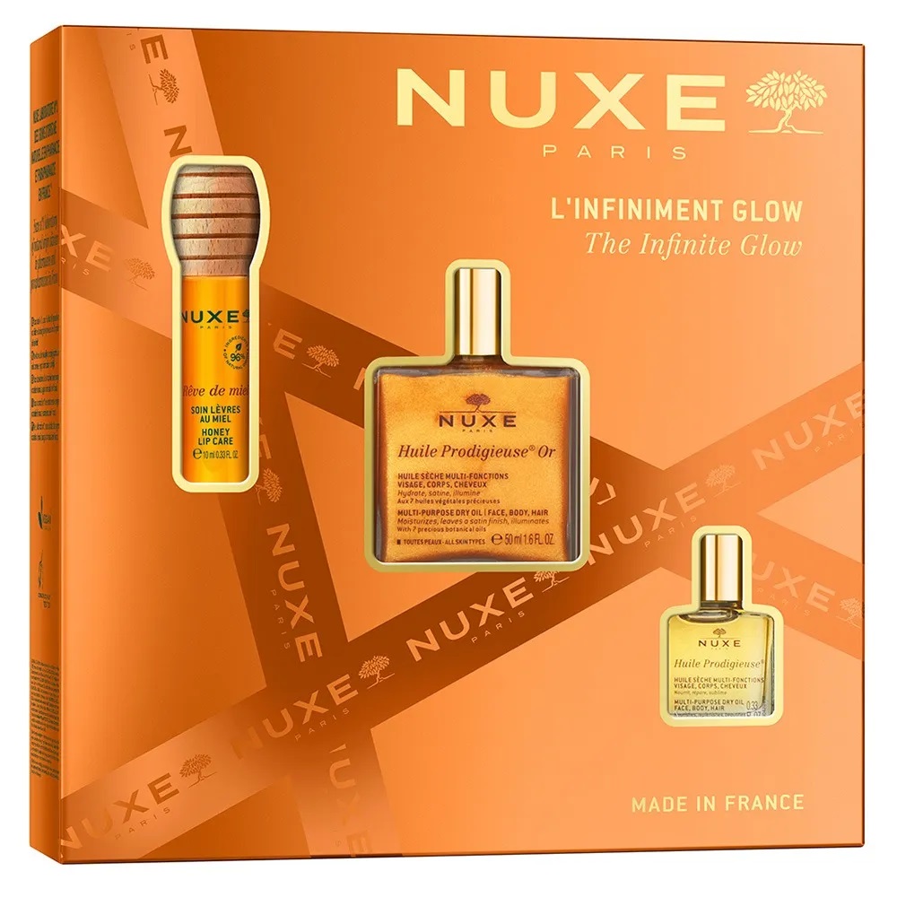 68237641761653934 The Infinite Glow zestaw miodowy olejek do ust 10ml + suchy olejek z drobinkami 50ml + suchy olejek 10ml - obrazek 1