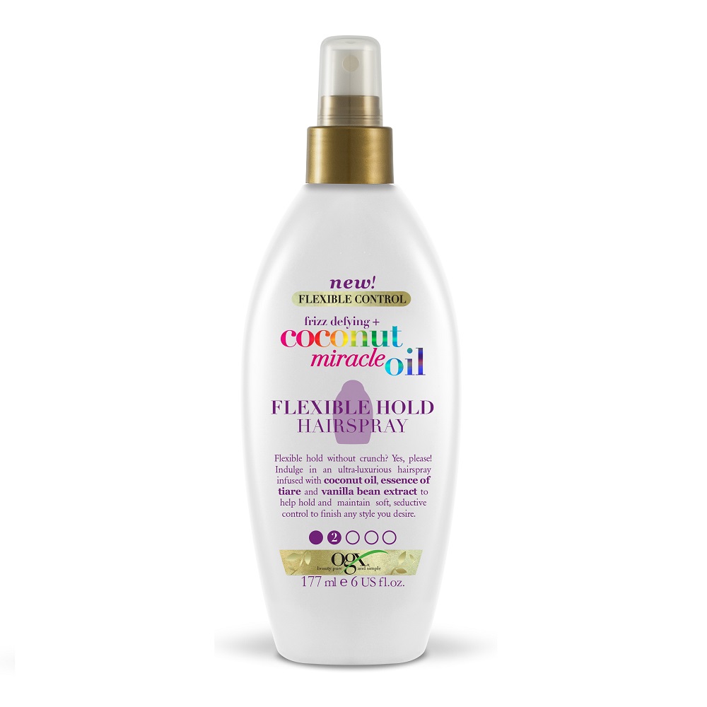 68404731646384129 Frizz-Defying + Coconut Miracle Oil Flexible Hold Hairspray lakier do włosów nadający połysk 177ml - obrazek 1