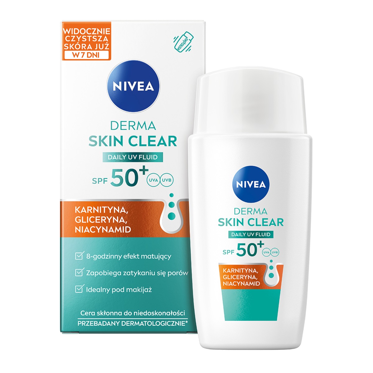 68551401754896269 Derma Skin Clear Daily UV fluid SPF50+ pod makijaż 40ml - obrazek 1