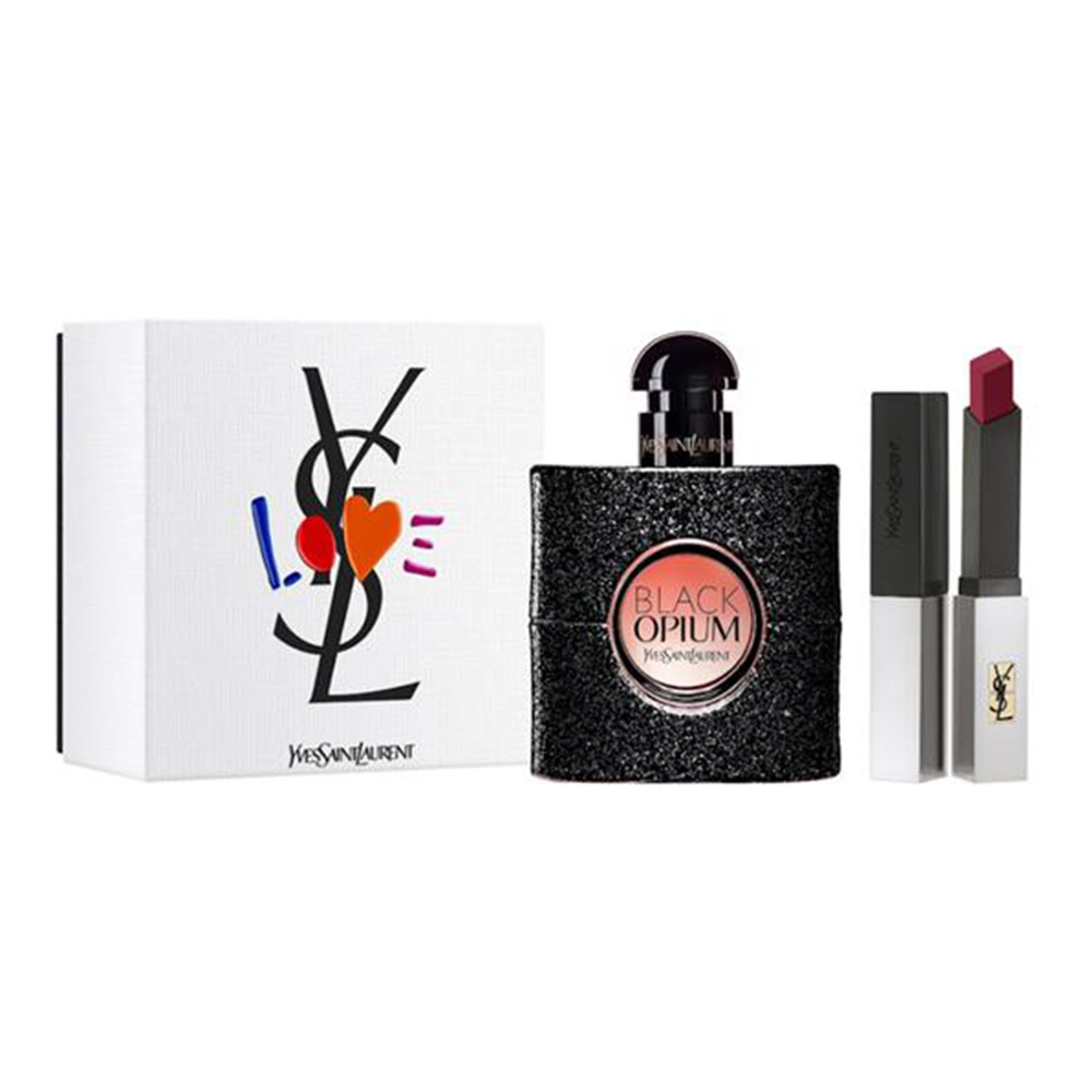 68603481672120233 Black Opium Pour Femme zestaw woda perfumowana spray 50ml + Rouge Pur Couture The Slim Sheer Matte matowa pomadka do ust 107 2g - obrazek 1