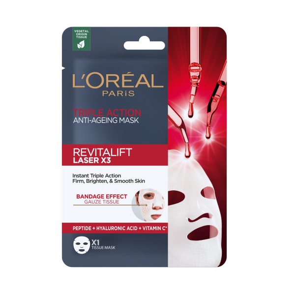 68727581674110122 Revitalift Laser X3 przeciwzmarszczkowa maska w płachcie o potrójnym działaniu 28g - obrazek 1