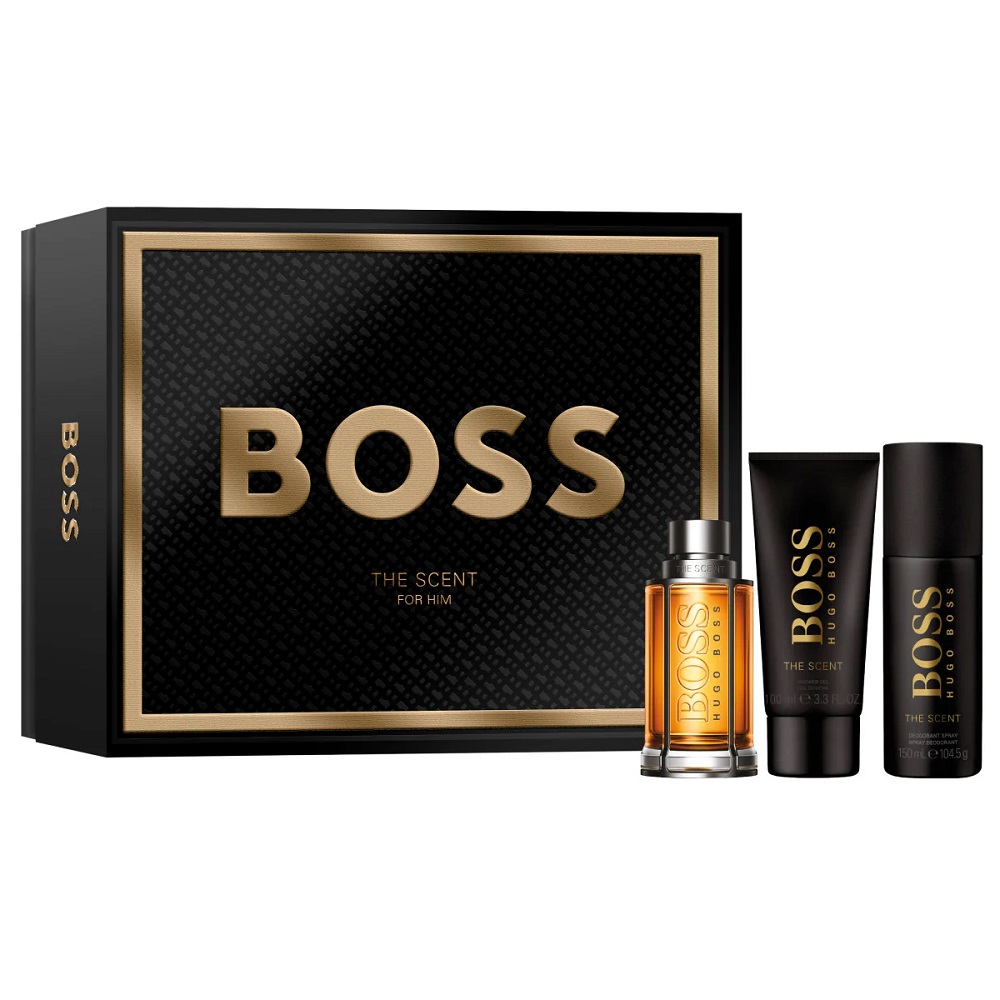 68832101730132584 Boss The Scent For Man zestaw woda toaletowa spray 100ml + dezodorant spray 150ml + żel pod prysznic 100ml - obrazek 1
