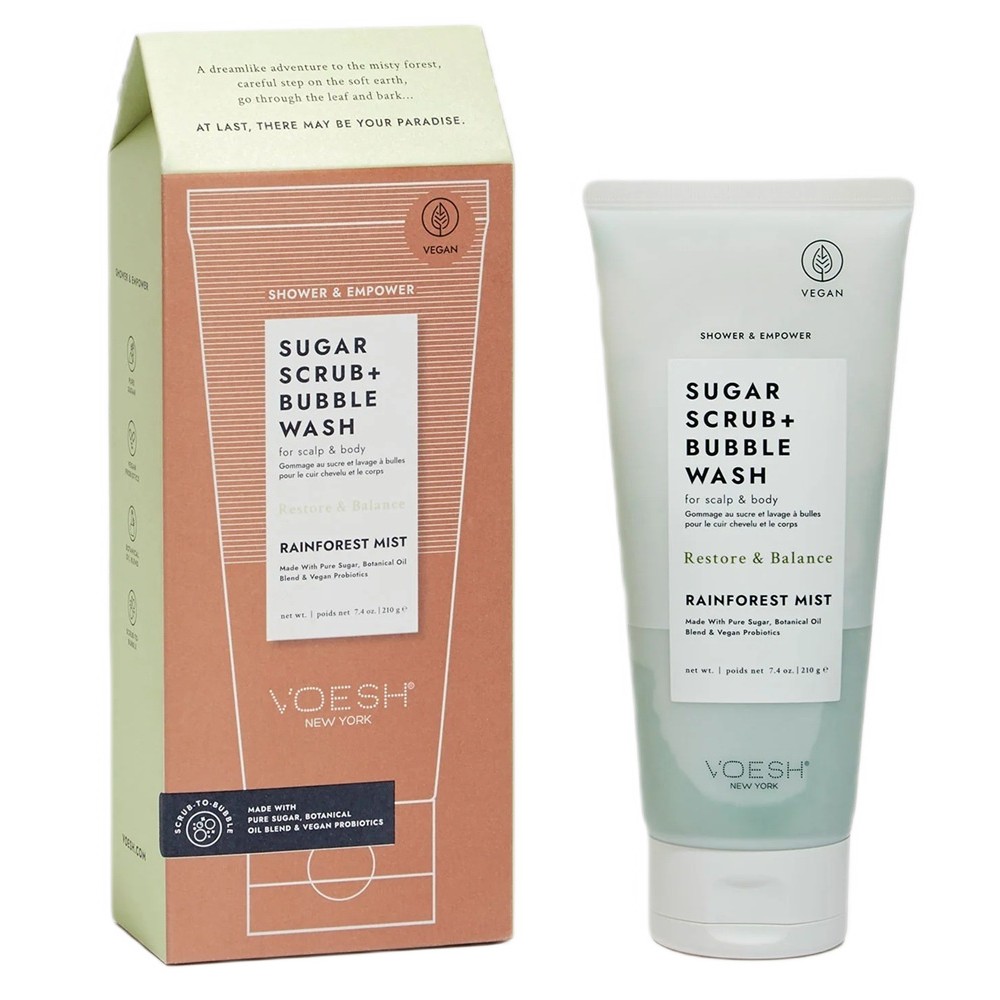 68945401753167959 Sugar Scrub + Bubble Wash cukrowy peeling myjący do ciała i skóry głowy Rainforest Mist 210g - obrazek 1