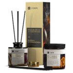 Zestaw dyfuzor zapachowy Śliwka z Cynamonem 100ml + świeca sojowa Pomarańcza z Goździkami 100ml
