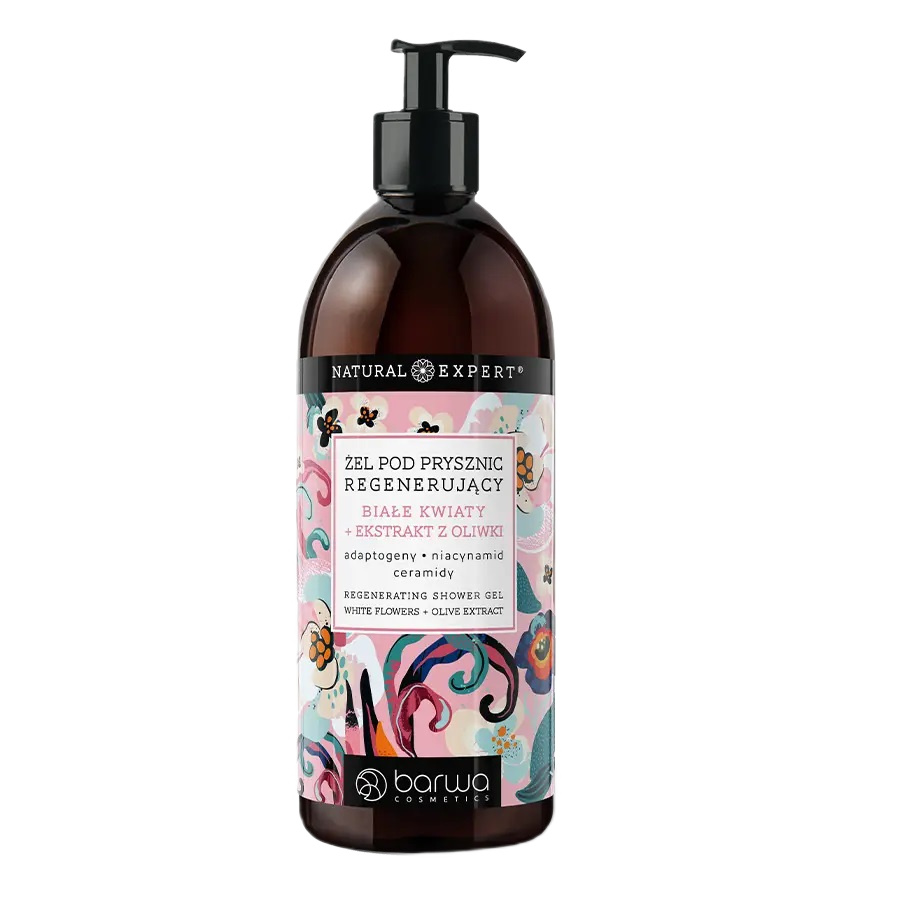 69048681715060886 Natural Expert regenerujący żel pod prysznic Białe kwiaty + ekstrakt z oliwki 480ml - obrazek 1