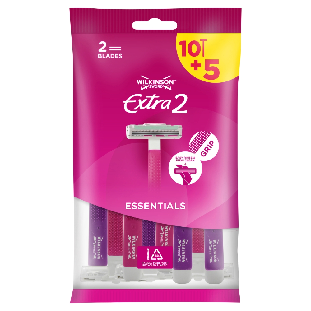 69100761694505868 Extra2 Essentials jednorazowe maszynki do golenia dla kobiet 15szt - obrazek 1
