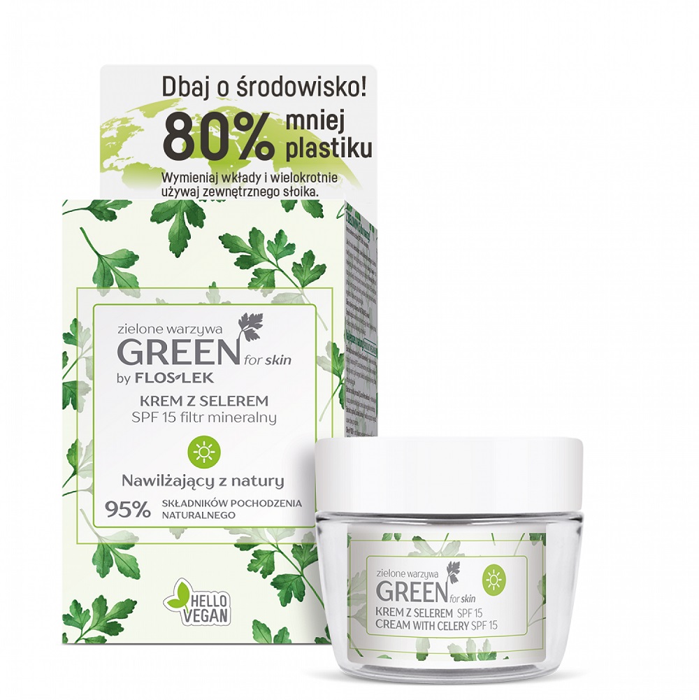 69149611611668893 Green For Skin Zielone Warzywa krem z selerem na dzień SPF15 filtr mineralny 50ml - obrazek 1