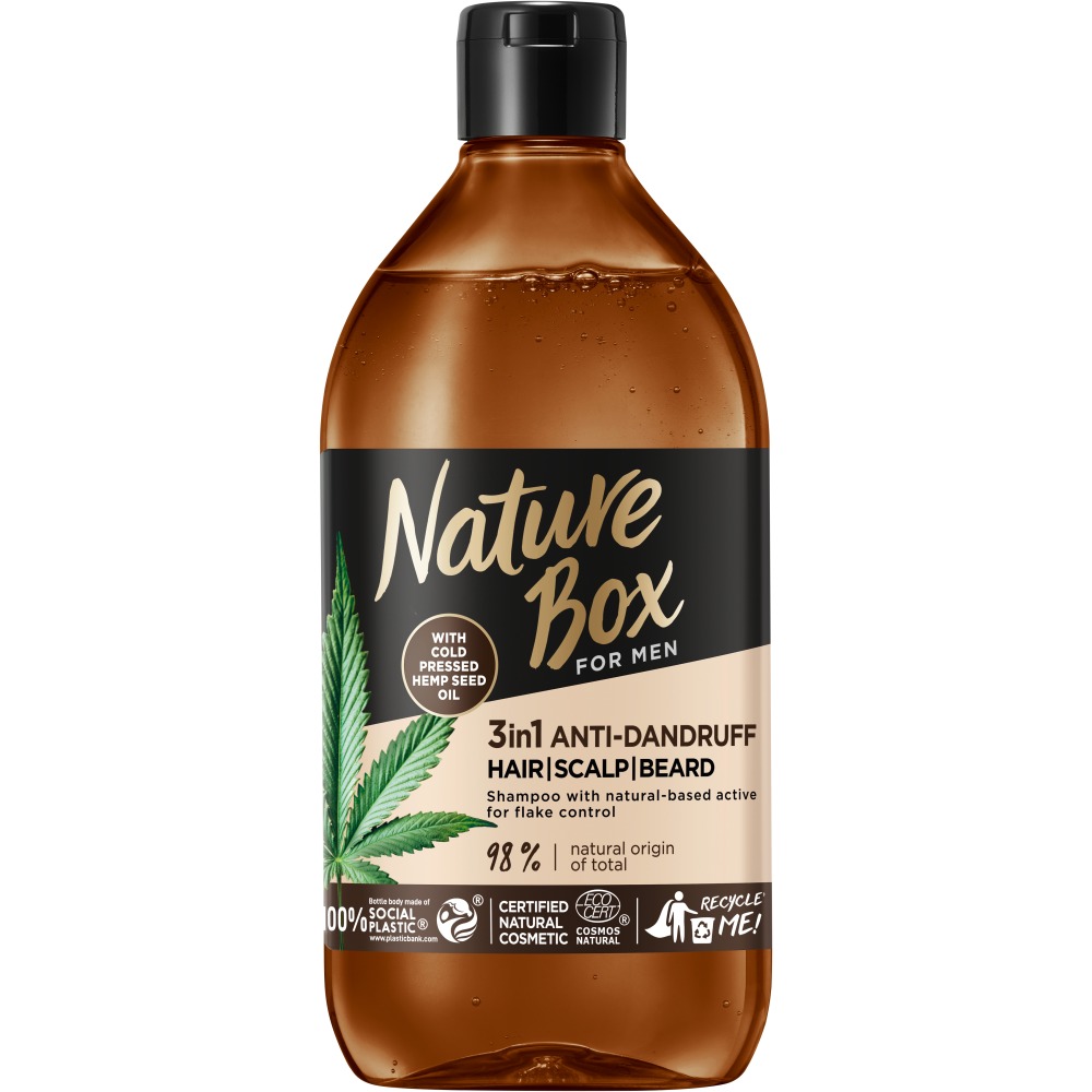 69355351642409276 For Men Hemp Oil 3in1 przeciwłupieżowy szampon z formułą 3w1 do włosów skóry głowy i brody 385ml - obrazek 1