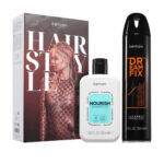 Nourish Hair zestaw odżywczy szampon do włosów zniszczonych 250ml + lakier mocno utrwalający 300ml