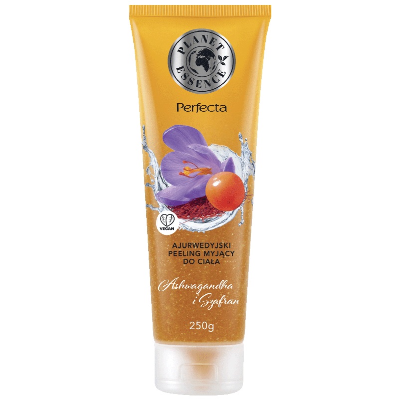 69871101663773702 Planet Essence ajurwedyjski peeling myjący do ciała Ashwagandha i Szafran 250ml - obrazek 1