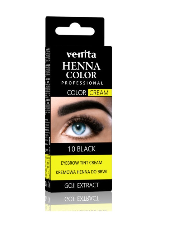 70185121640845397 Professional Henna Color Cream henna do brwi w kremie 1.0 Black 30g - obrazek 1