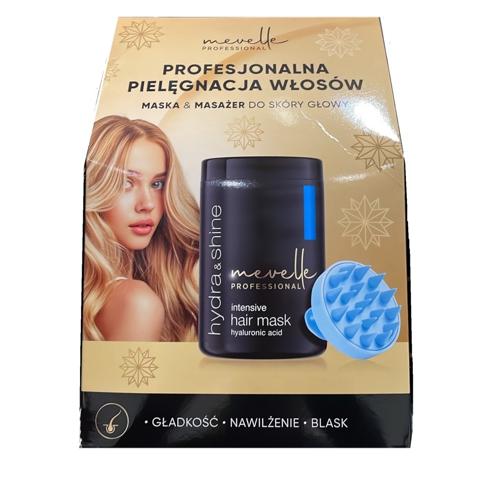 7019191764595747 Hydra & Shine zestaw maska do włosów 900ml + masażer do skóry głowy - obrazek 1