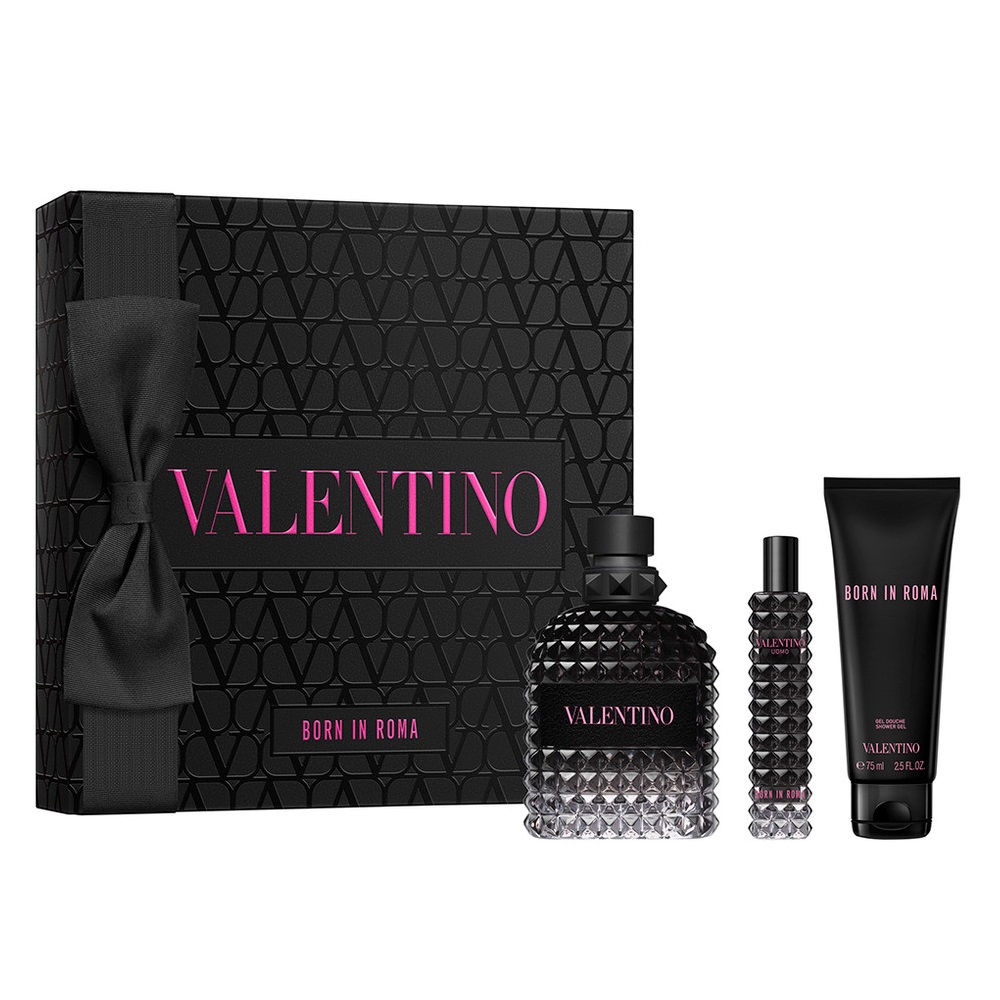 70219761729883838 Uomo Born in Roma zestaw woda toaletowa spray 100ml + woda toaletowa spray 15ml + żel pod prysznic 75ml - obrazek 1