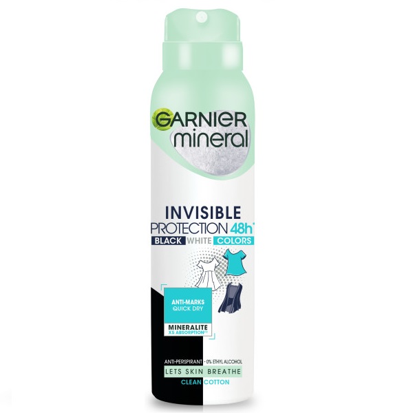 70662881660648453 Mineral Invisible Protection Clean Cotton antyperspirant spray 150ml - obrazek 1