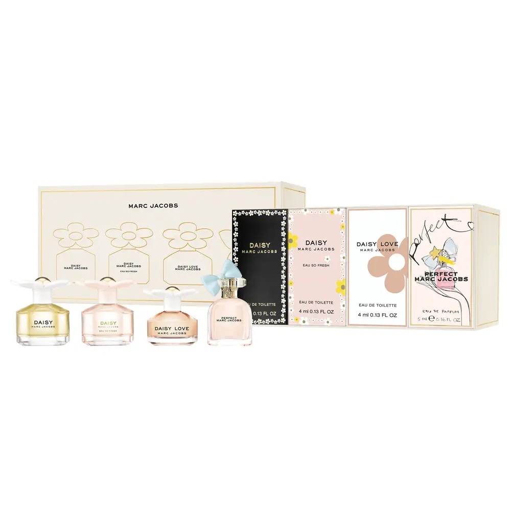 70740521730382276 Miniature zestaw Daisy woda toaletowa 4ml + Daisy Eau So Fresh woda toaletowa 4ml + Daisy Love woda toaletowa 4ml + Perfect woda perfumowana 5ml - obrazek 1
