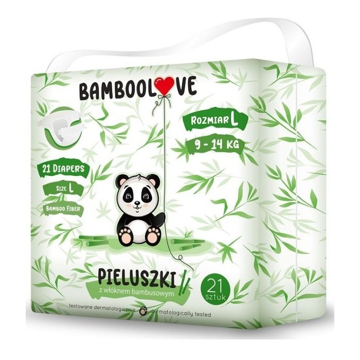 71953321692797775 Pieluszki jednorazowe z włóknem bambusowym rozm. L (9-14 kg) 21szt - obrazek 1