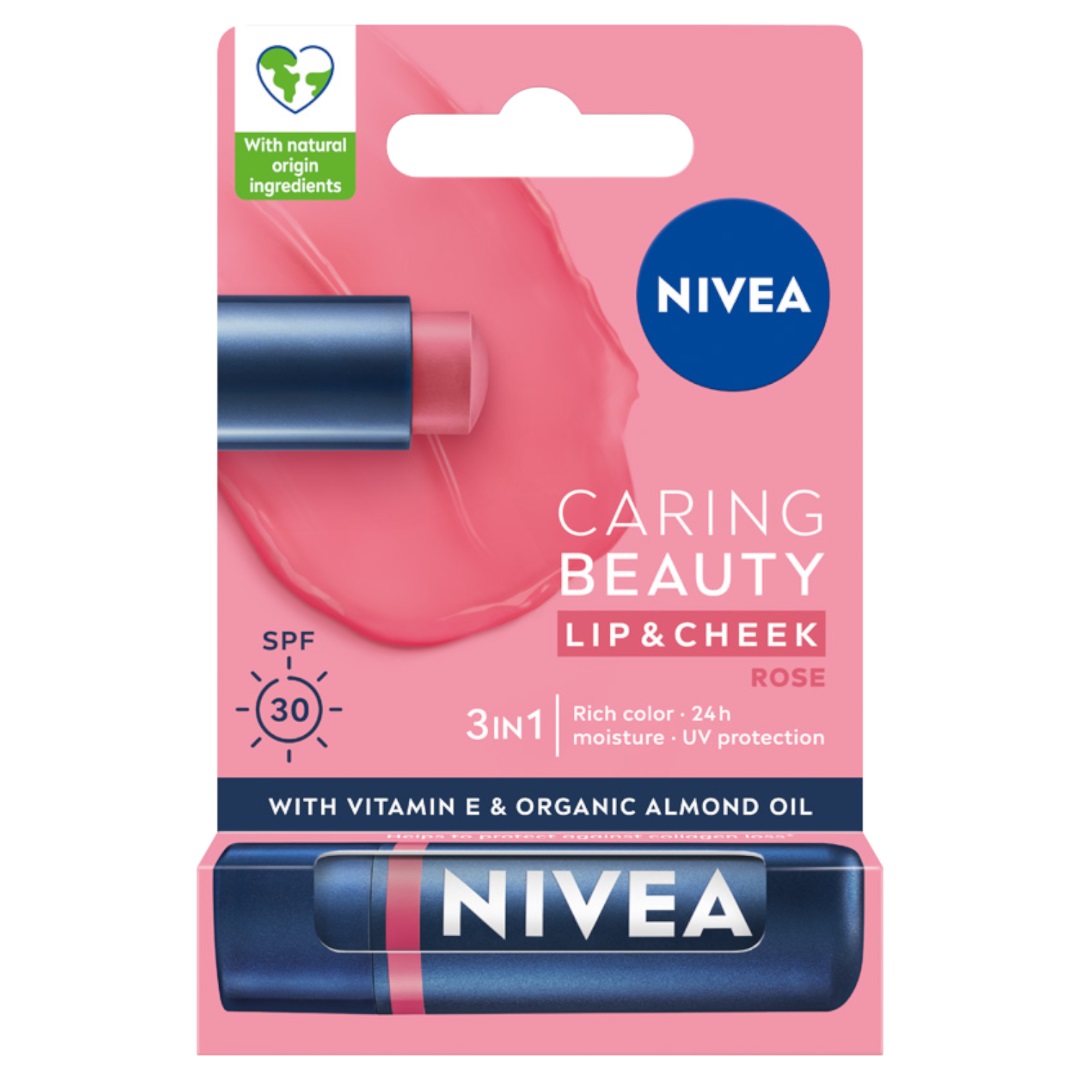 71984911721723246 Caring Beauty pielęgnująca pomadka do ust 3w1 Rose 4.8g - obrazek 1