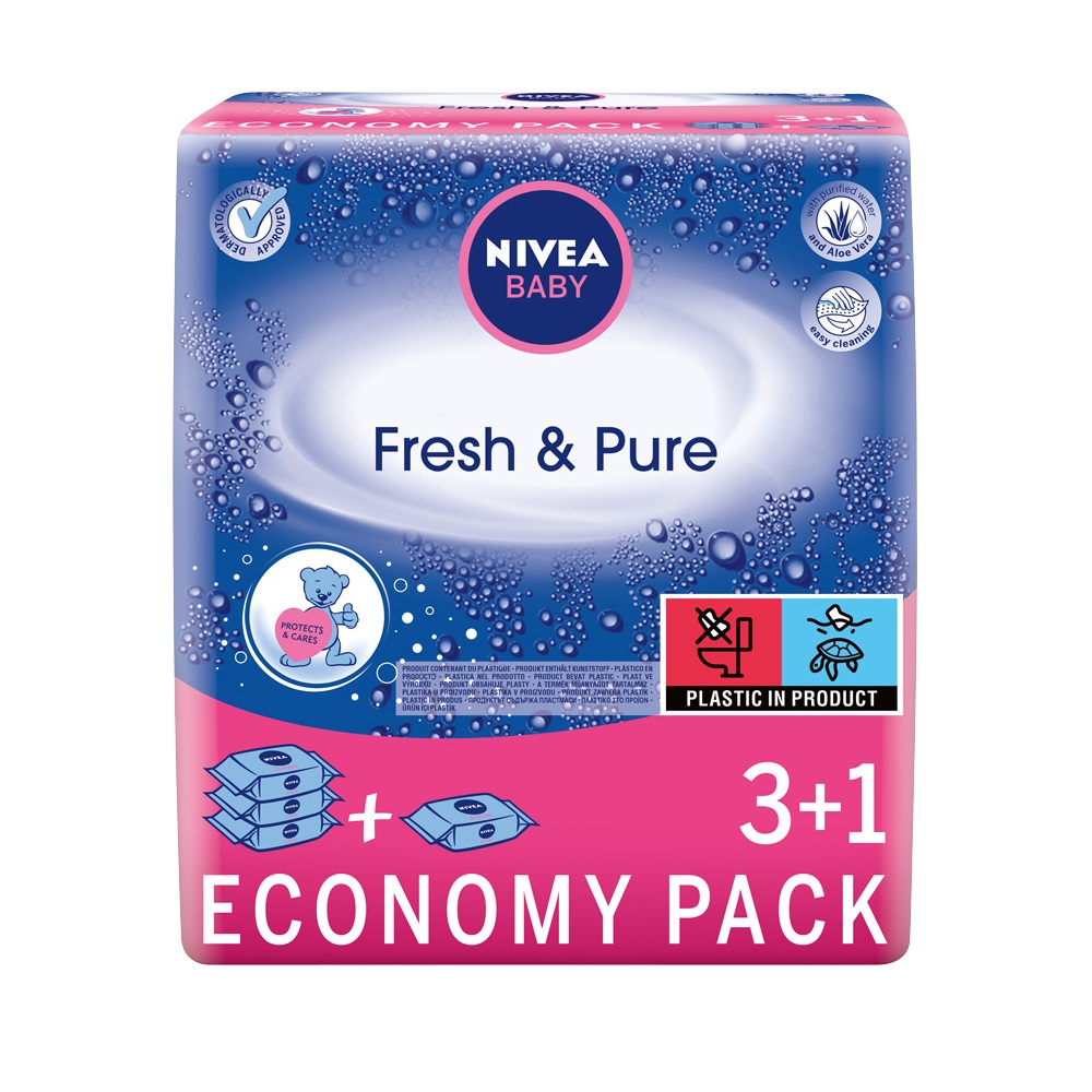 72061571662454860 Baby Fresh & Pure chusteczki nawilżane dla dzieci i niemowląt 4x63szt. - obrazek 1